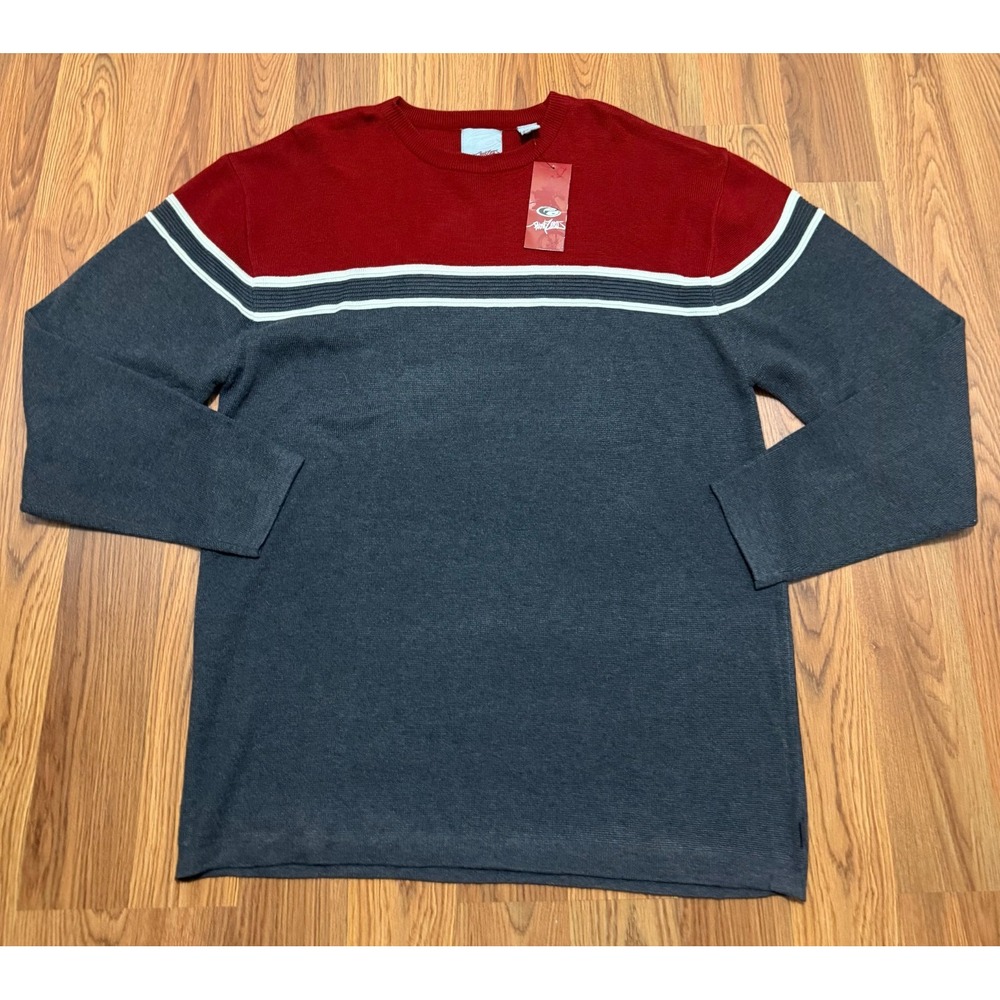 Point Zero Sweater Mens Extra Large Crewneck Colorblock Knit Pullover